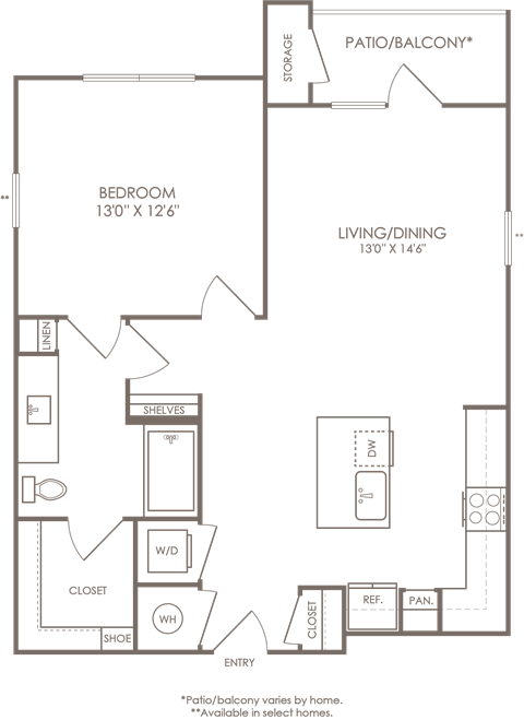 a floor plan of a 1 bedroom apartment apartments for rent